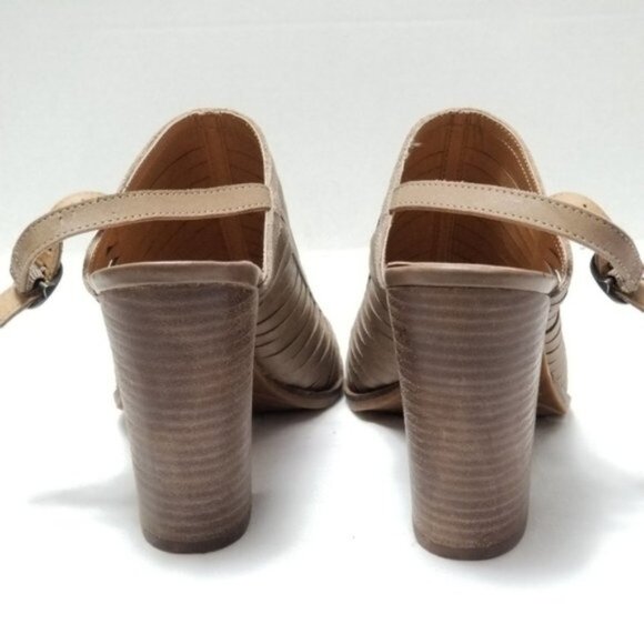 Lucky Brand Lialor Tan Cutout Slingback Sandals Size 10 4.25" Block Heel - Picture 7 of 9